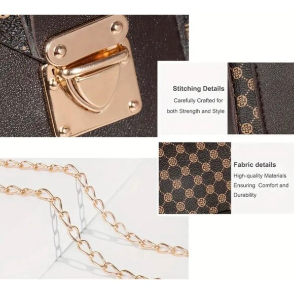 White/Yellow Luxury Crossbody Phone Bag With Chain Strap & Secure Lock - Picture 2 of 3